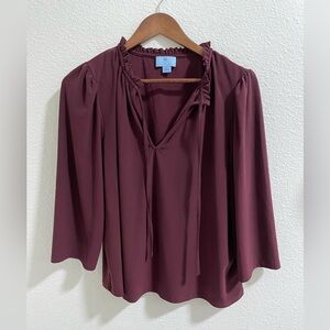 Cece Elegant Burgundy Women's Top